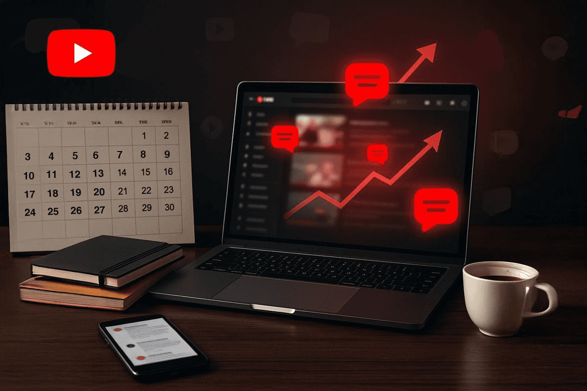 Image displays growing YouTube comments and channel growth - Emotional Hooks