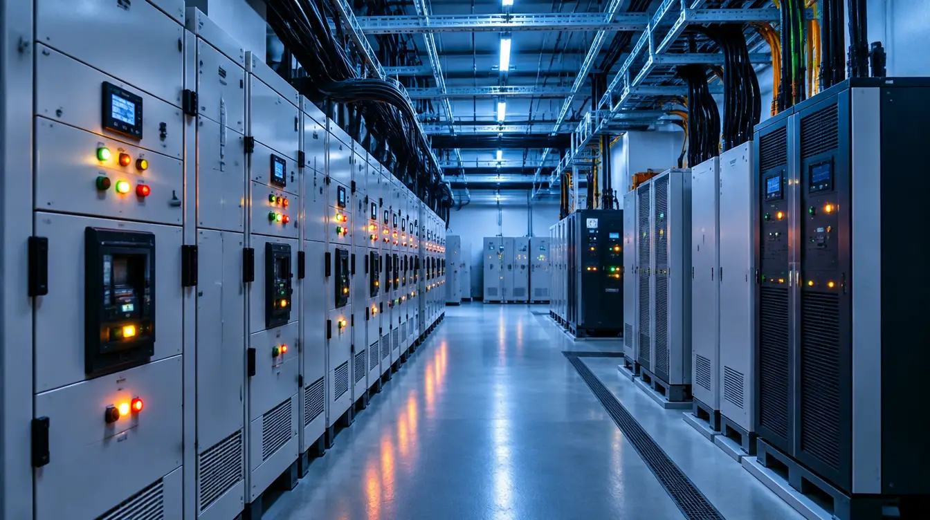 an electical switchgear and inverter room inside a data center for natural gas fuel cells