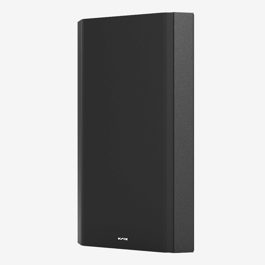 Black rectangular object with KRIX logo.