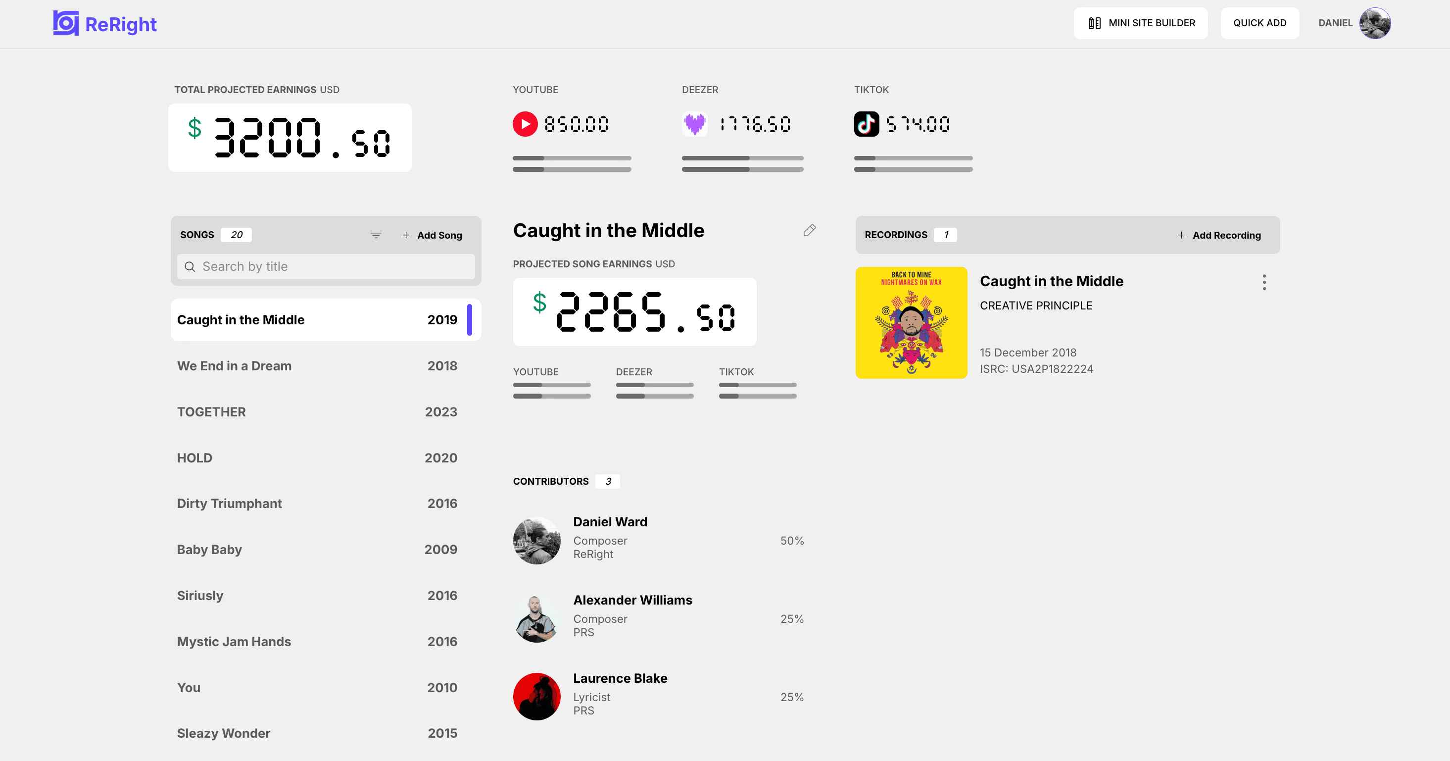 ReRight Creator Dashboard