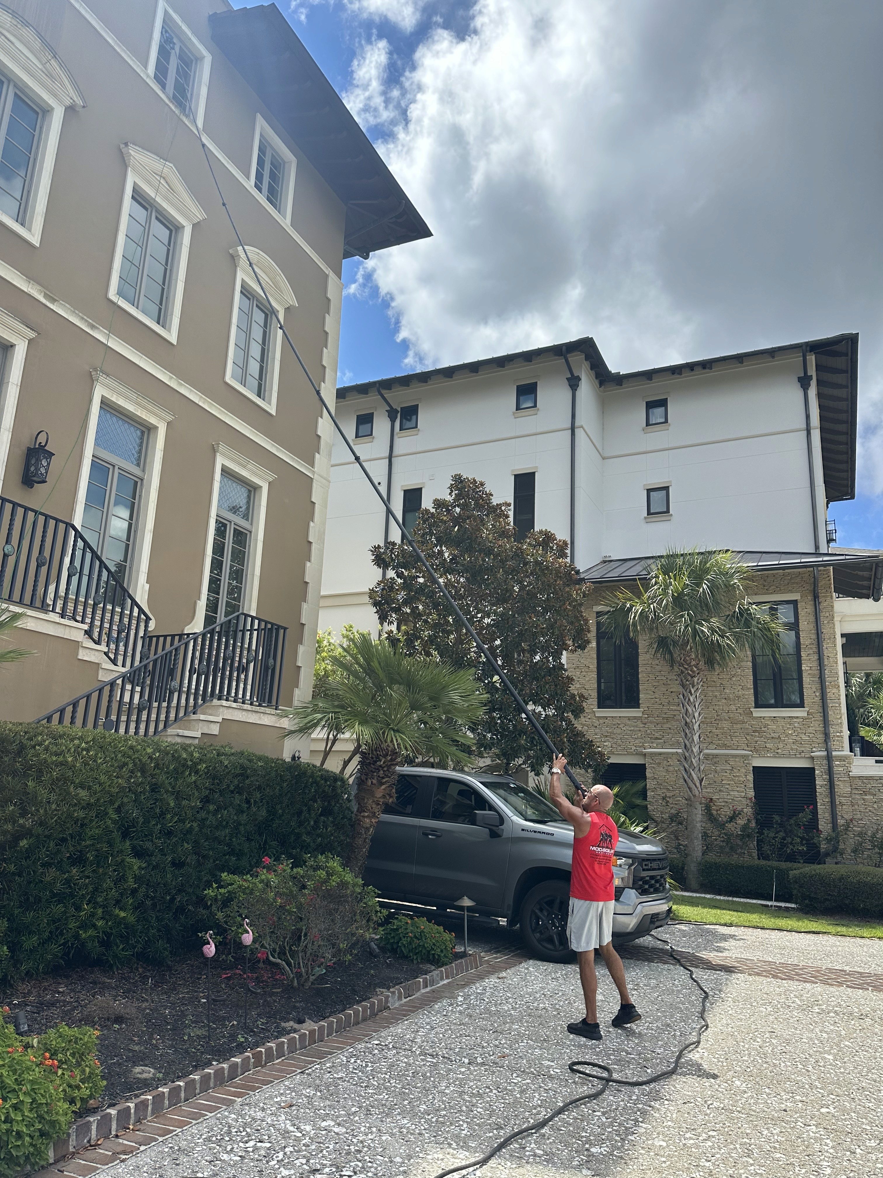 Before and after—cloudy window glass restored to crystal-clear view after cleaning.