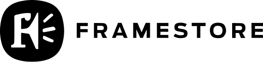 Logo Framestore : un cercle noir avec un "R" stylisé et le nom "FRAMESTORE"