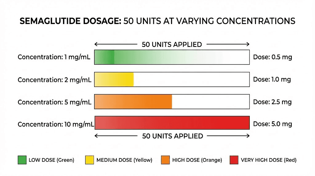 Semaglutide 50 units dose comparison across different concentrations