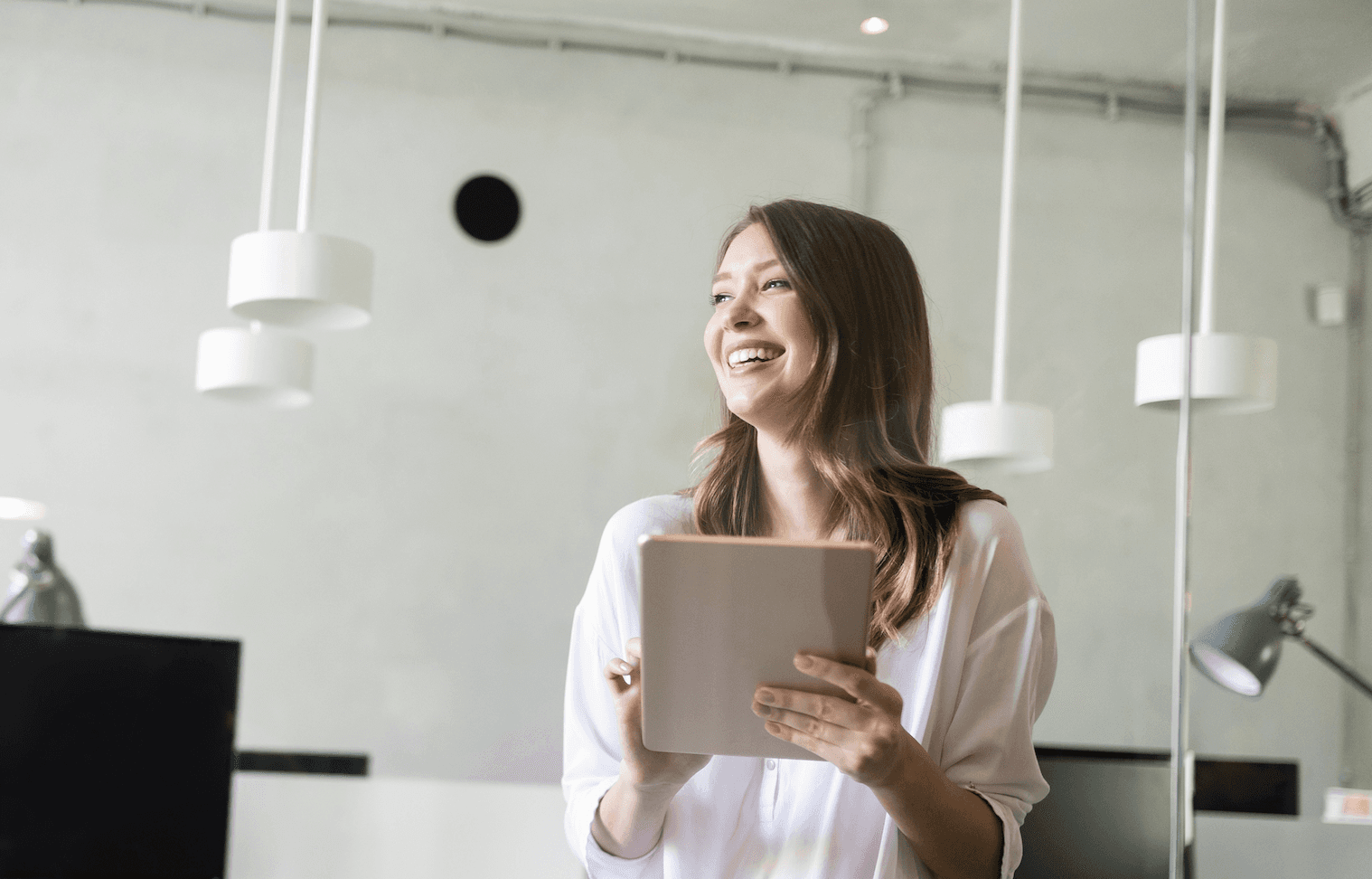 A work team around the desk