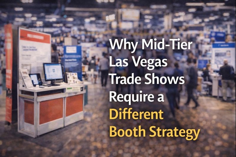 Mid-tier Las Vegas trade show floor illustrating why these events require a different booth strategy focused on engagement and execution
