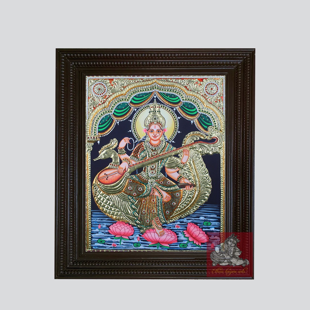 Goddess Saraswathi Tanjore Painting