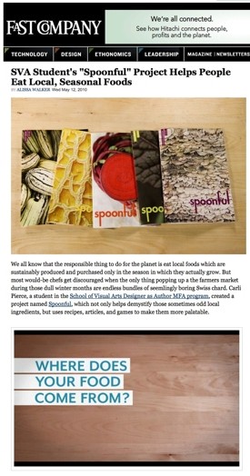A screenshot of a website named Fast Company showing a project named Spoonful.