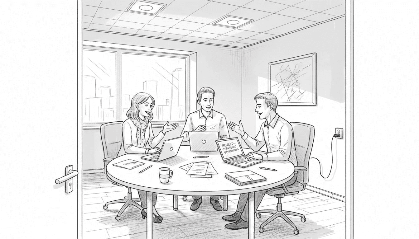 Das Team berät über den möglichen Einsatz von KI-Technologien.