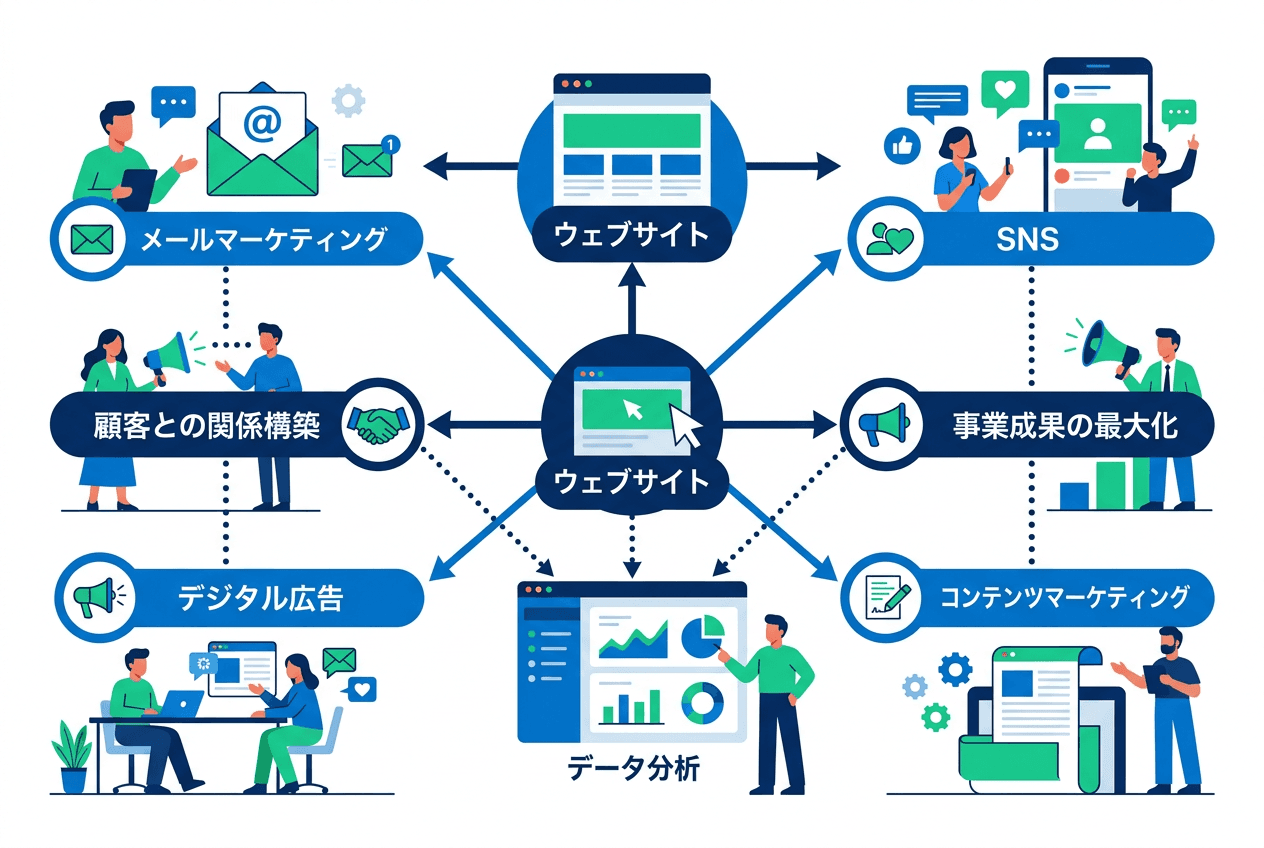 デジタルマーケティングの各チャネルが相互に連携し、統合的な顧客体験を創出する仕組み