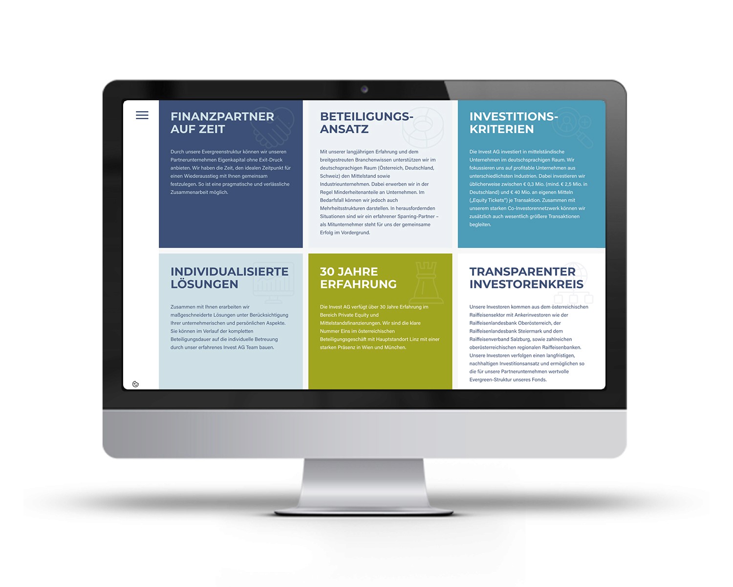 Übersicht Website Invest AG