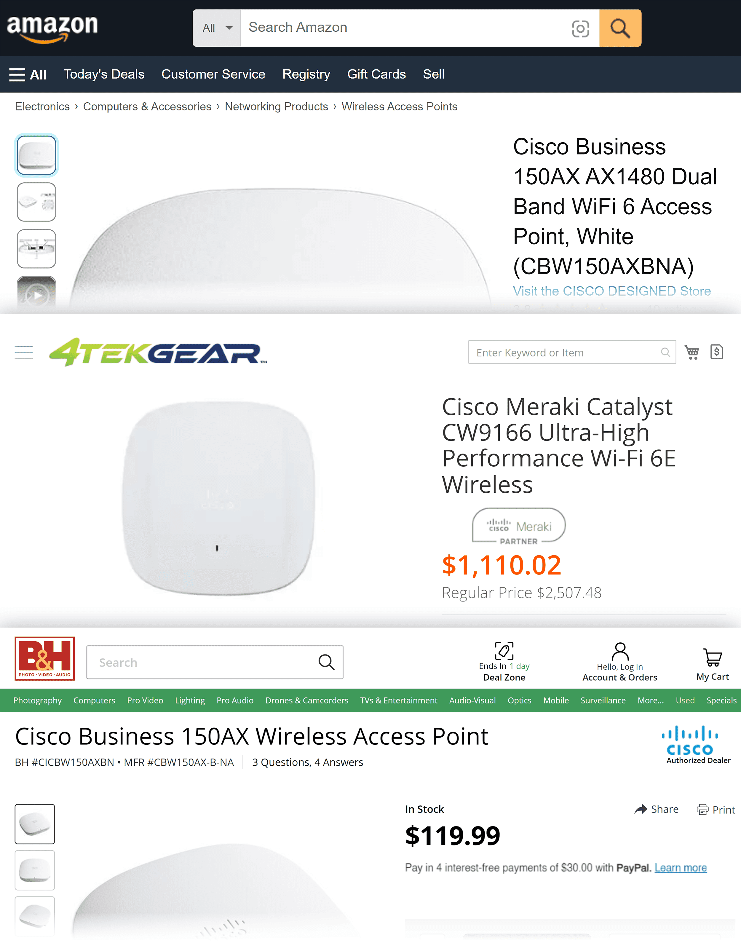 Cisco Wi-fi router – Ecommerce pages