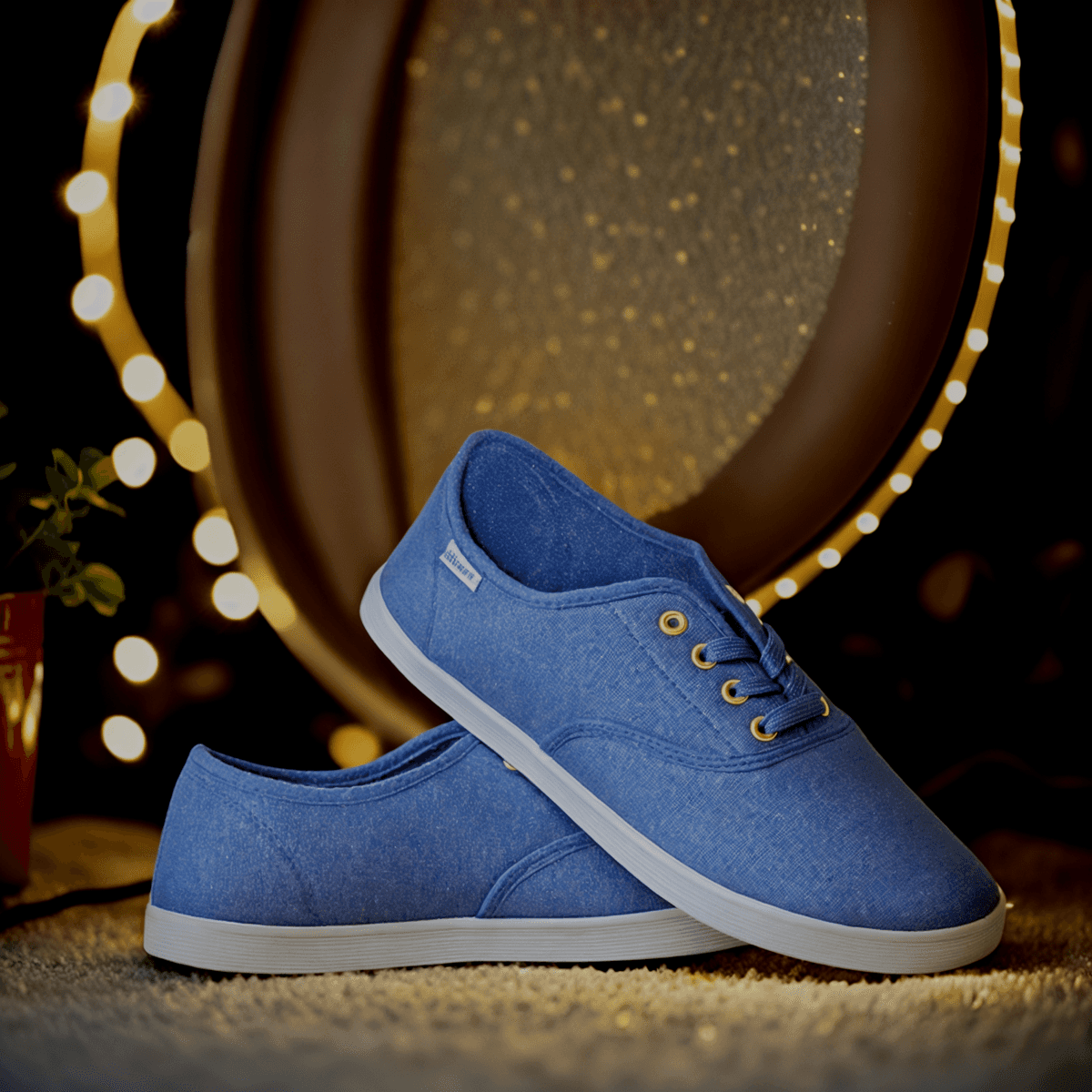 Pair of shoes on a in a room with cozy light. Image generated by AI using Fuzer