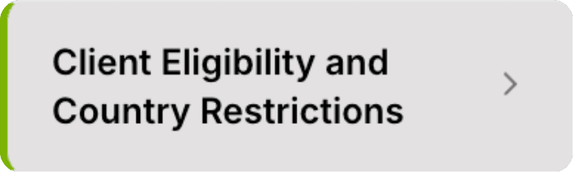 “Client Eligibility and Country Restrictions” menu item with arrow icon