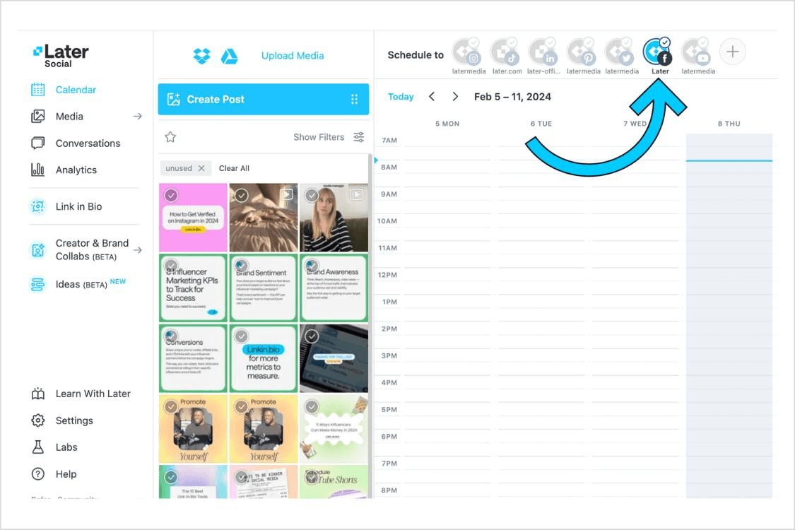 Later social media post scheduling interface 3