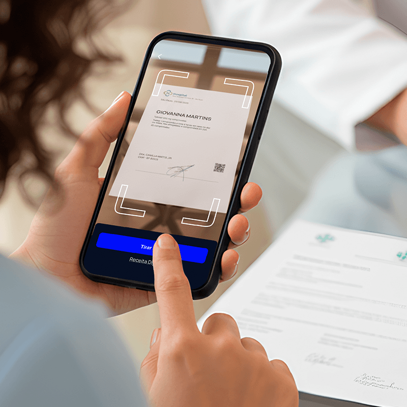 Tire uma foto ou escaneie sua receita