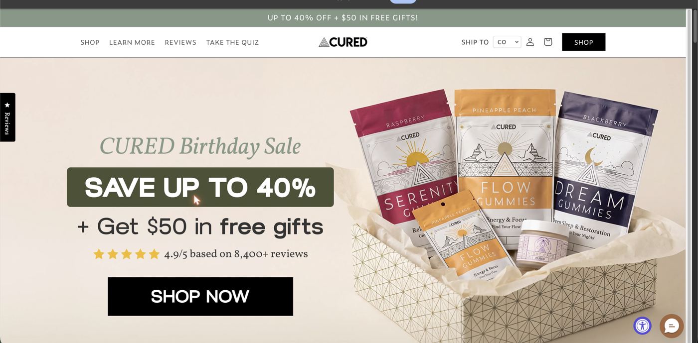 Cured Nutrition website
