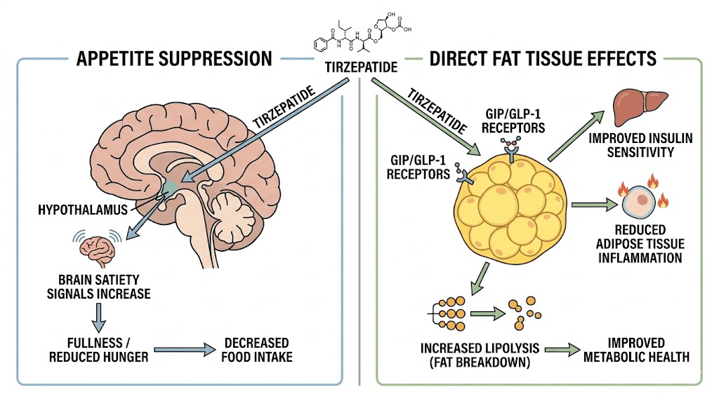 Tirzepatide dual mechanism of action for fat loss and appetite suppression