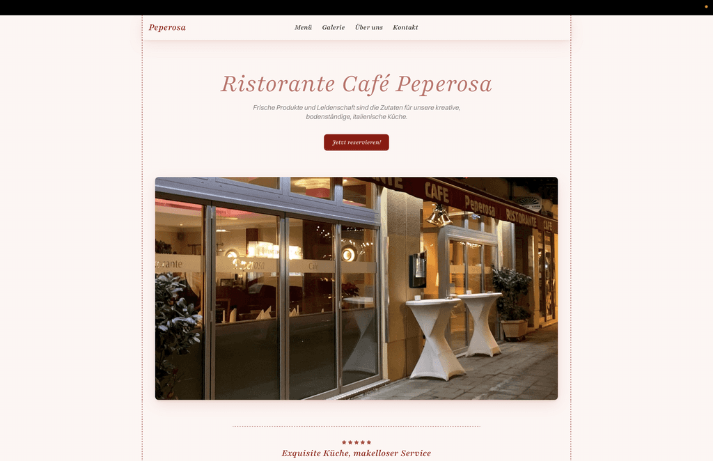 Website eines italienischen Restaurant