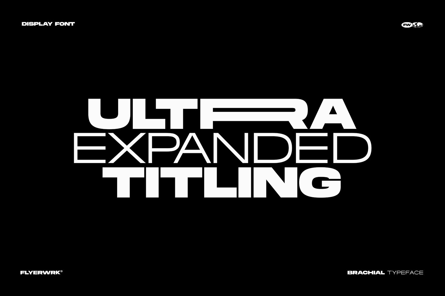 Brachial font demonstrating the ultra expanded titling style for bold modern headlines and branding projects