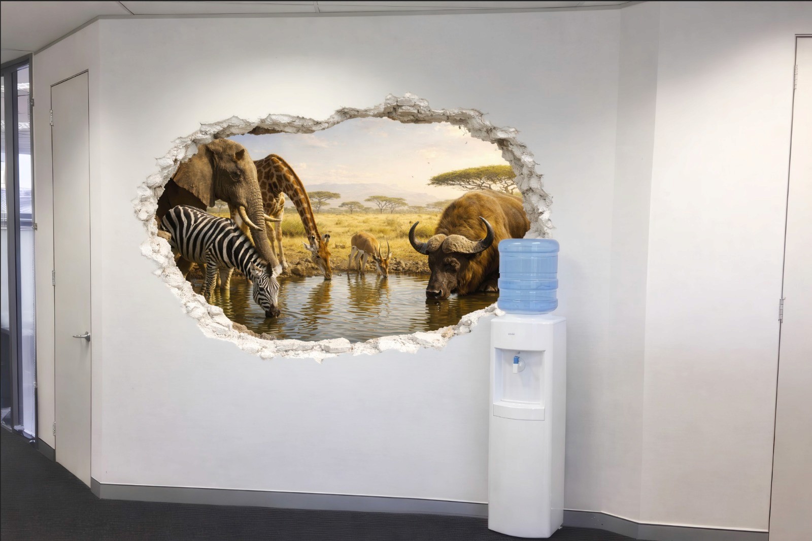 Single tree in a field with light rays.