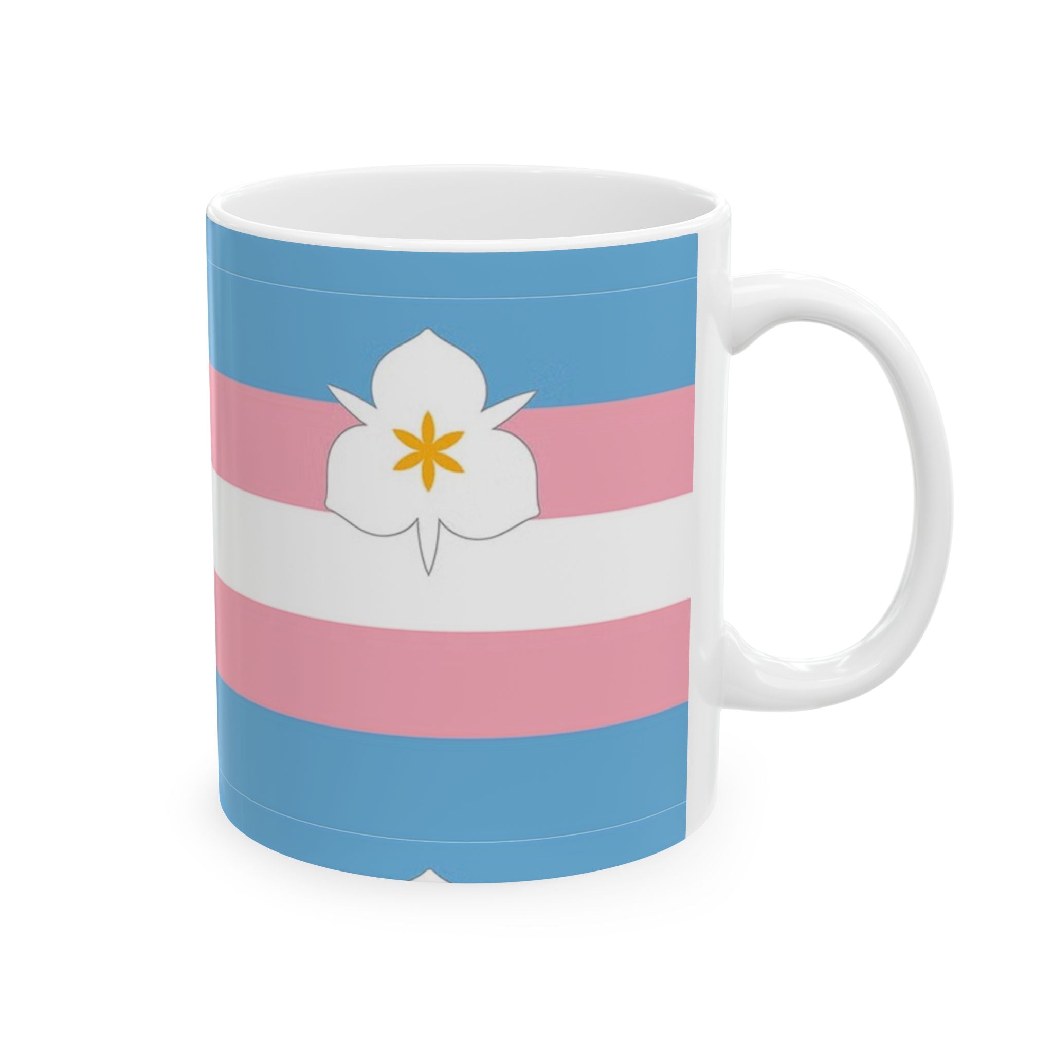 Trans Pride Flag Mug – 11oz Ceramic Coffee Cup with LGBTQ+ Design - Salt Lake Pride Flags