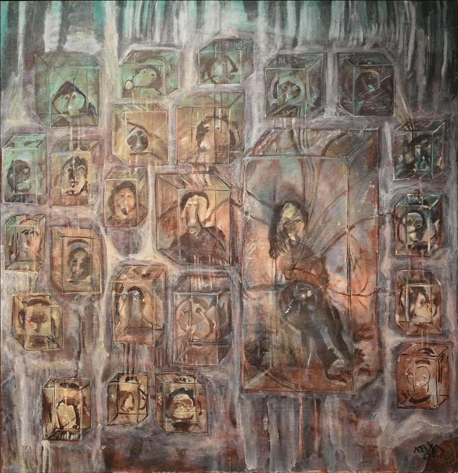 “People in Crystal Cubes” 1984 Photo: Shanavas Jamaluddin Courtesy of the Sharjah Art Foundation Collection of Sharjah Art Foundation
