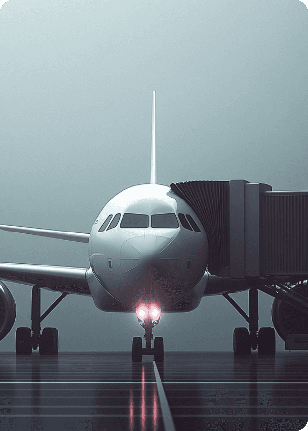 Plane with a jet bridge attached