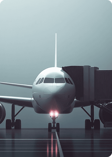 Plane with a jet bridge attached