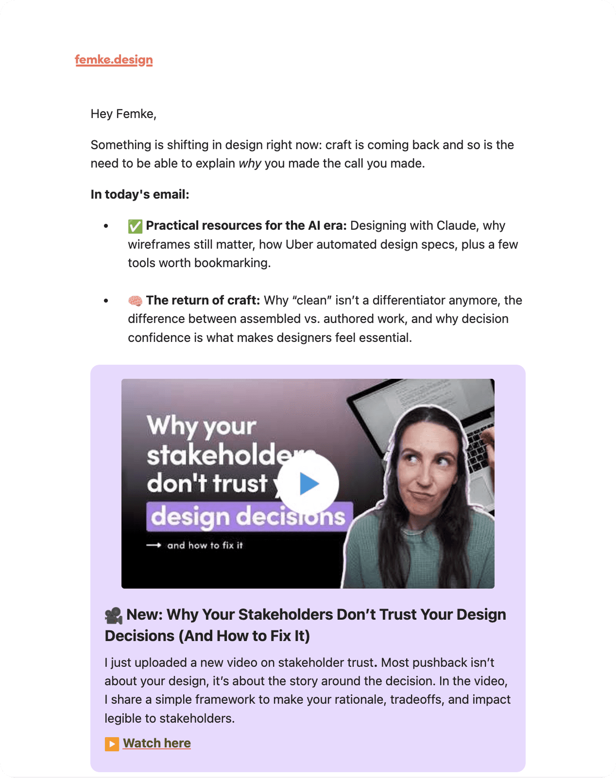 Example of newsletter by femke.design