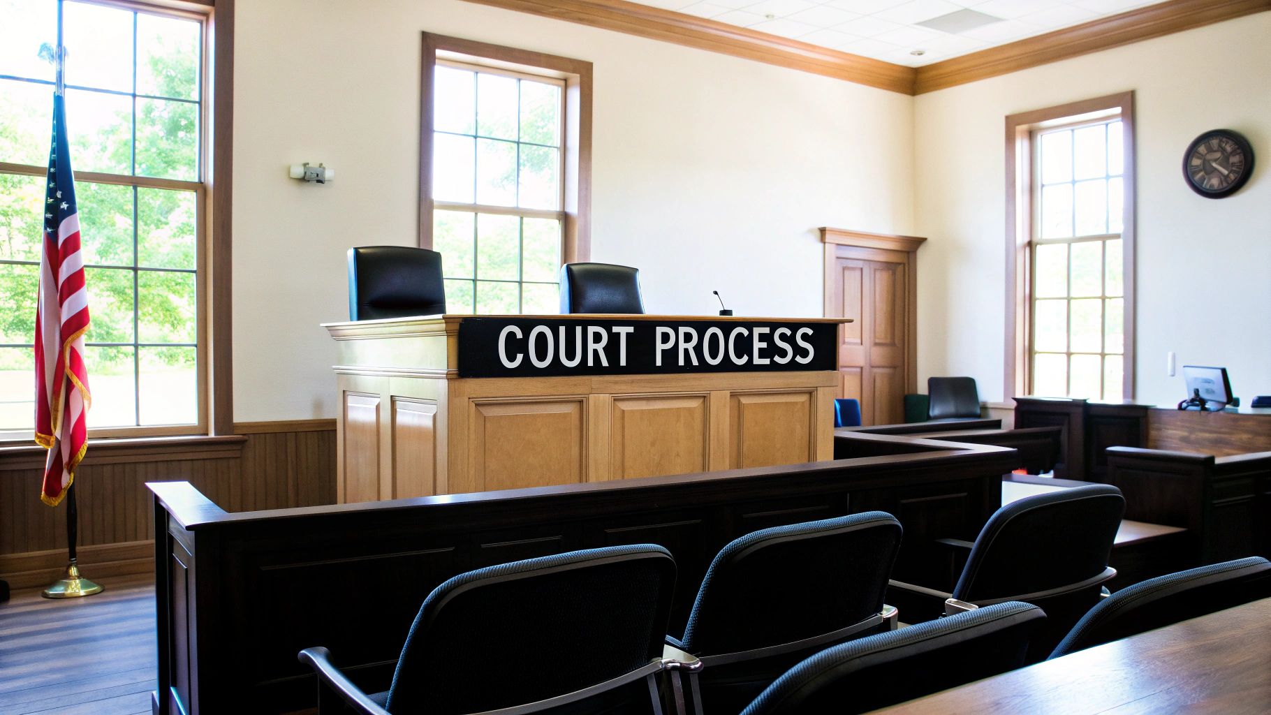 An attorney consulting with a client in a professional office setting.