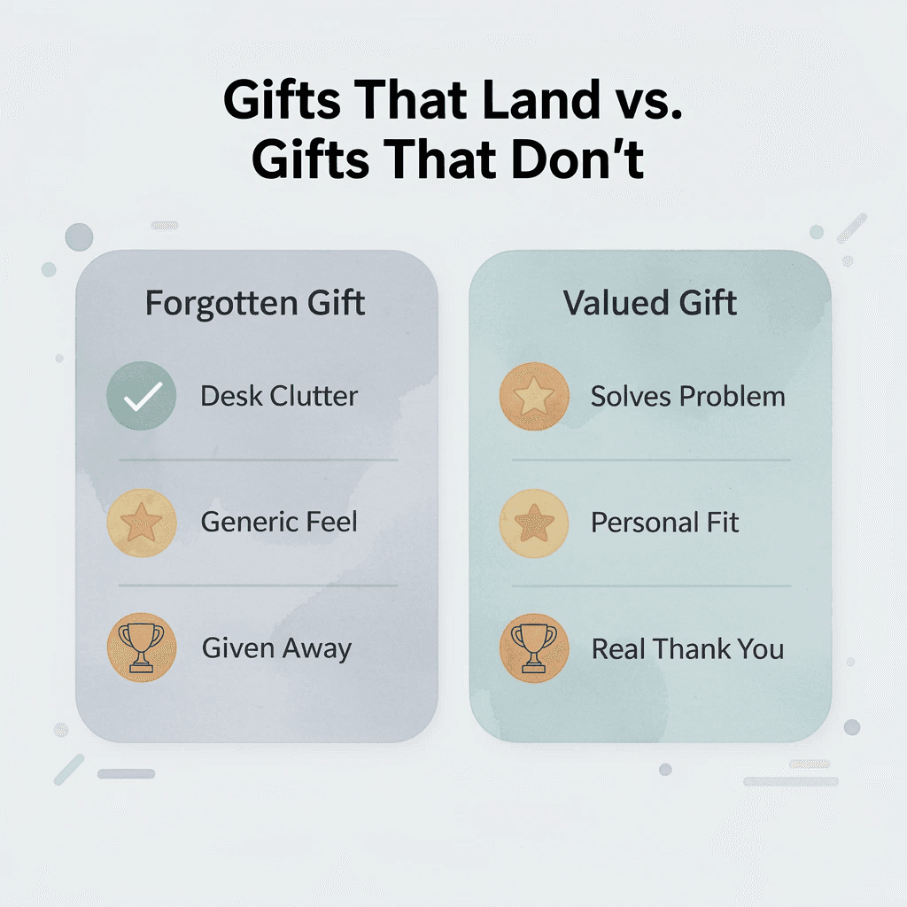 Comparison infographic showing forgotten gifts versus valued gifts