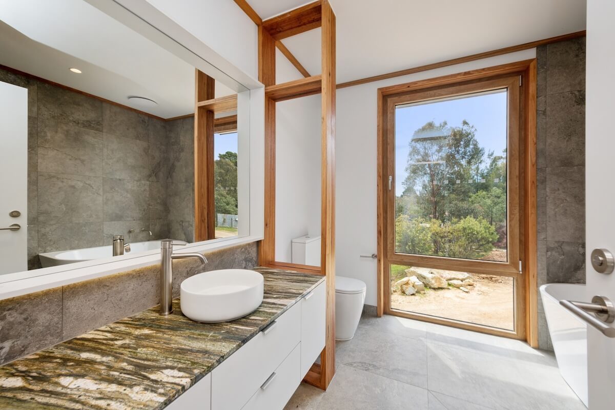 bathroom in a beautiful hempcrete house