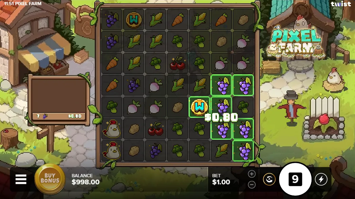 Pixel Farm — Wild intégré à un cluster de raisins