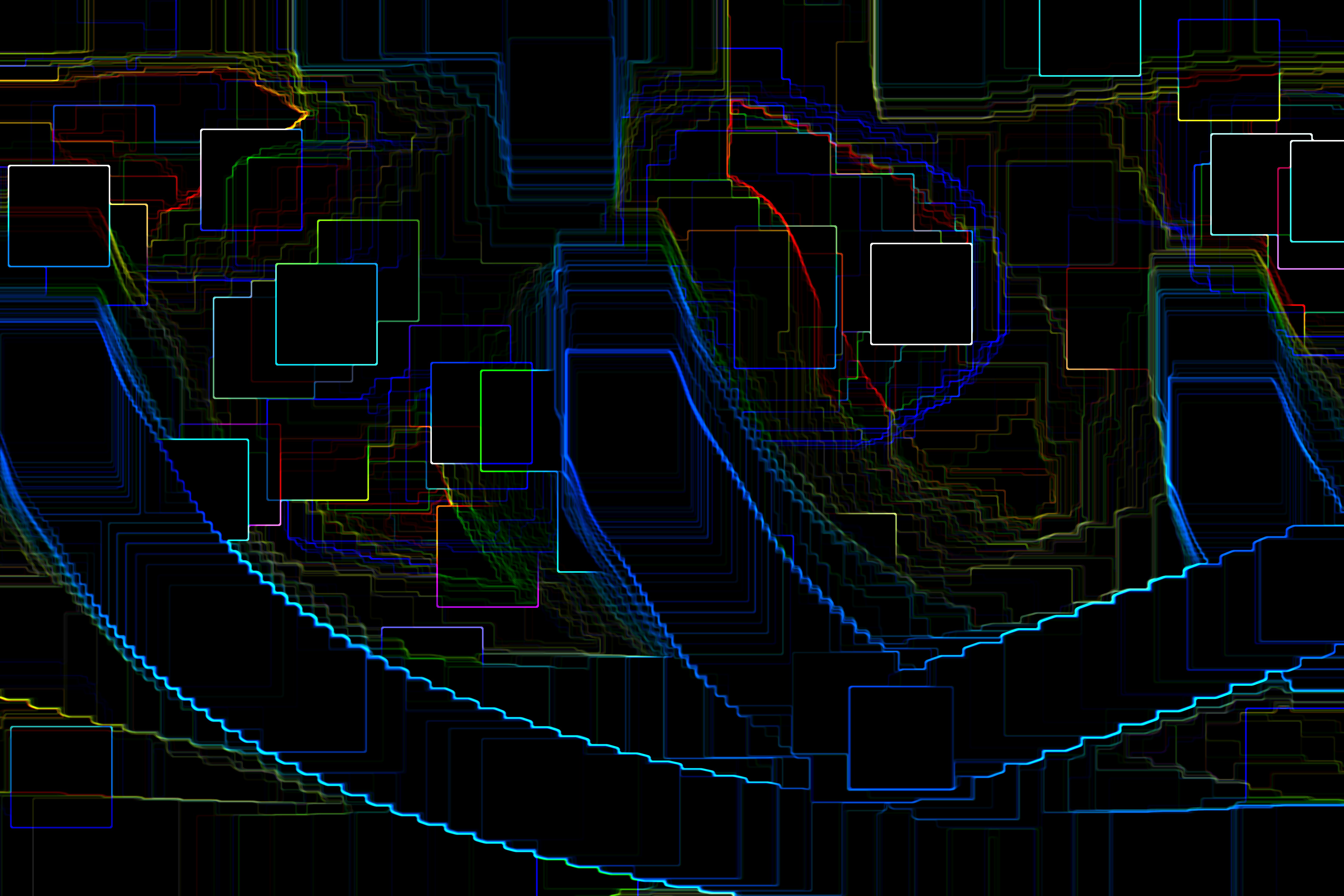 Abstract digital art with colorful squares and lines