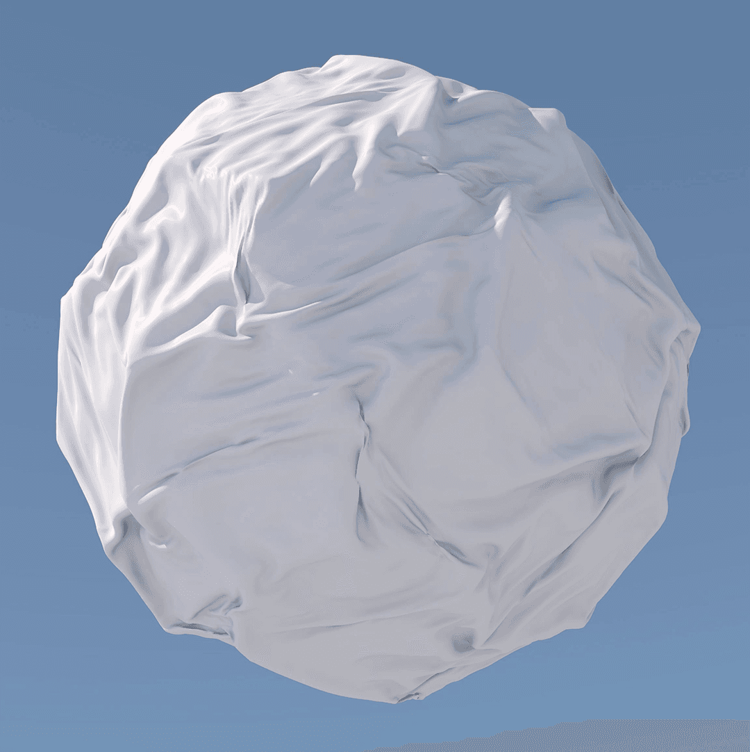 Abstract illustration, 3d render white sphere, cloth effect. Blue background.