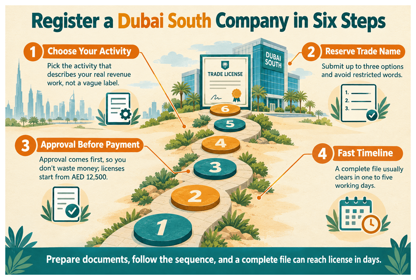 Infographic: Steps to Register a Company in Dubai South from Start to Finish