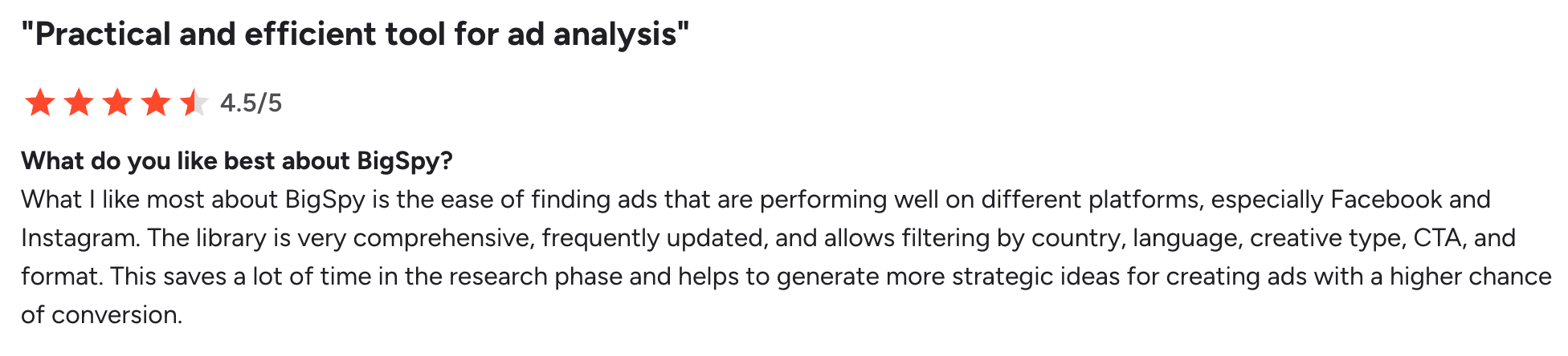 BigSpy review about ad analysis