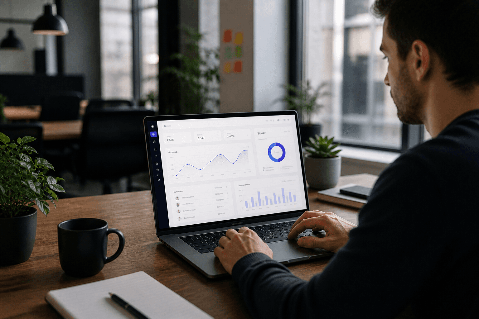 Man analyzing business dashboard