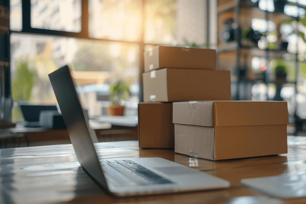 a set of dark blue branded stationery