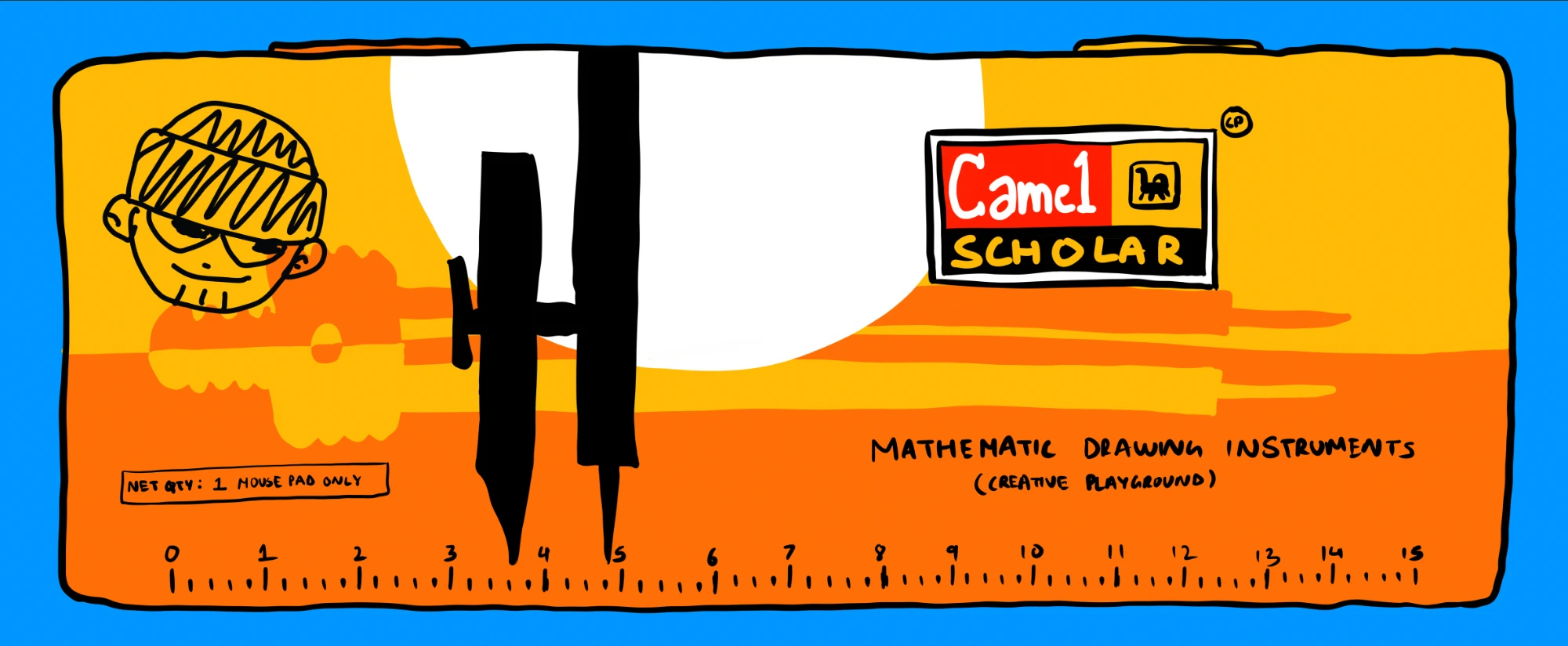 Geometry Box artwork: a hand-drawn school geometry box