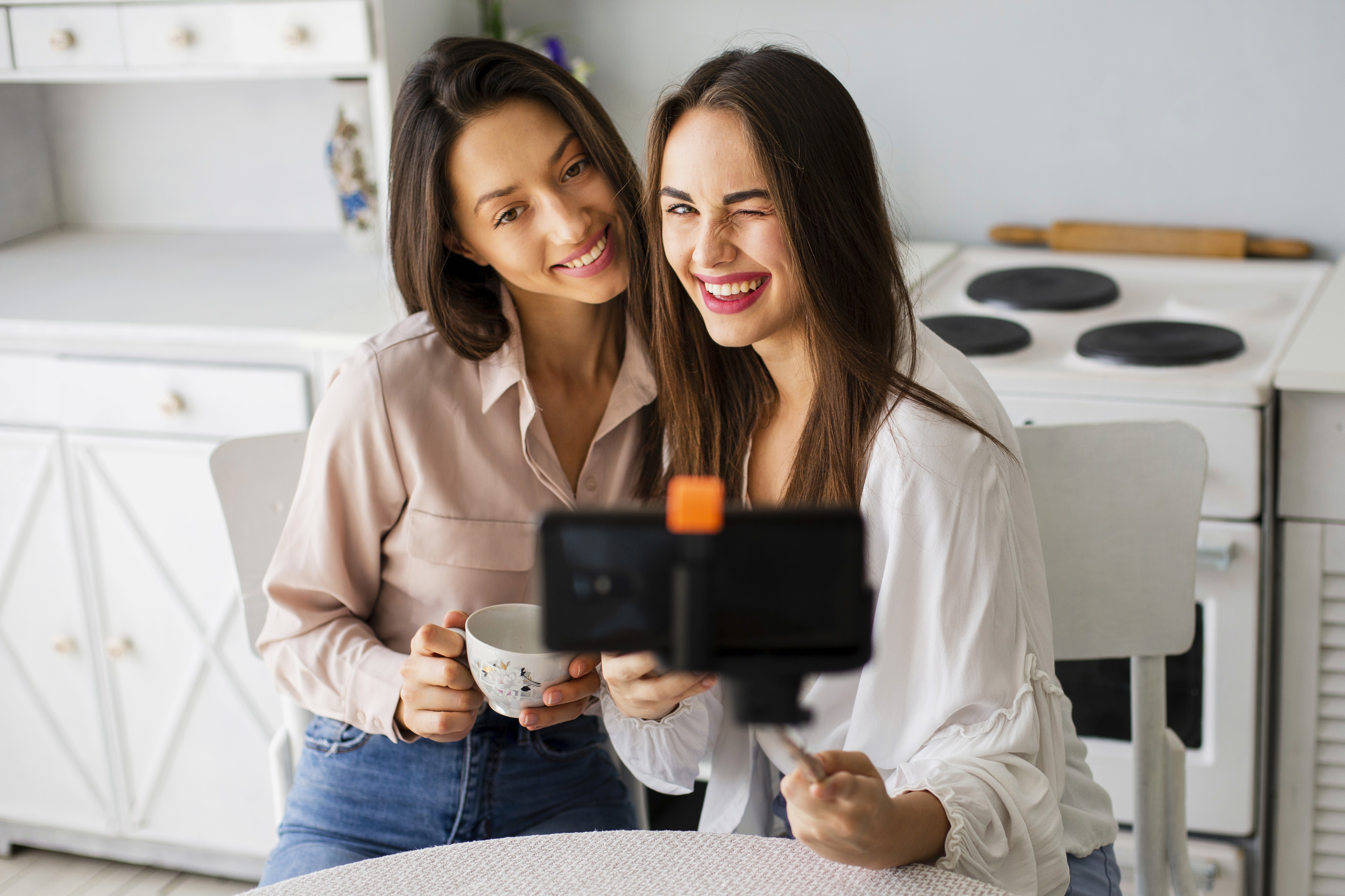 Happy Women Taking Selfies