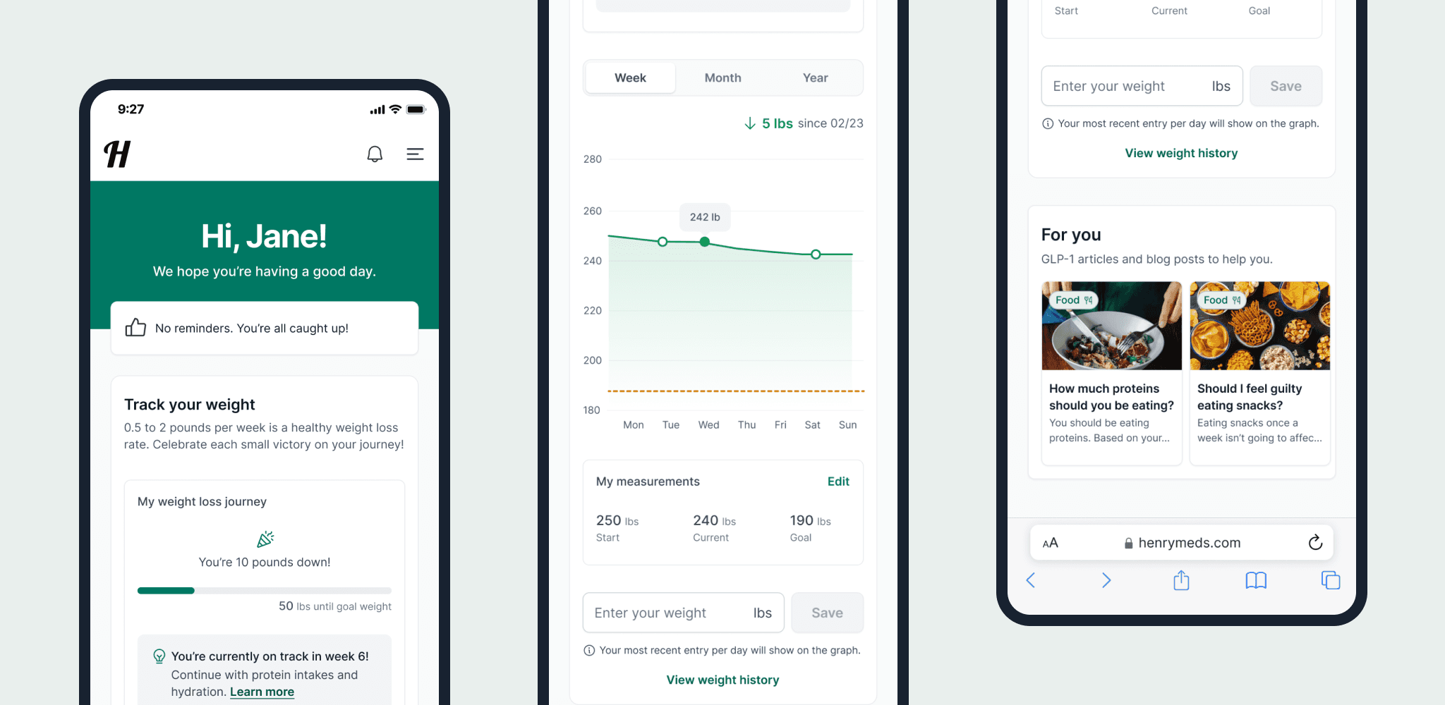Weight tracker and graph