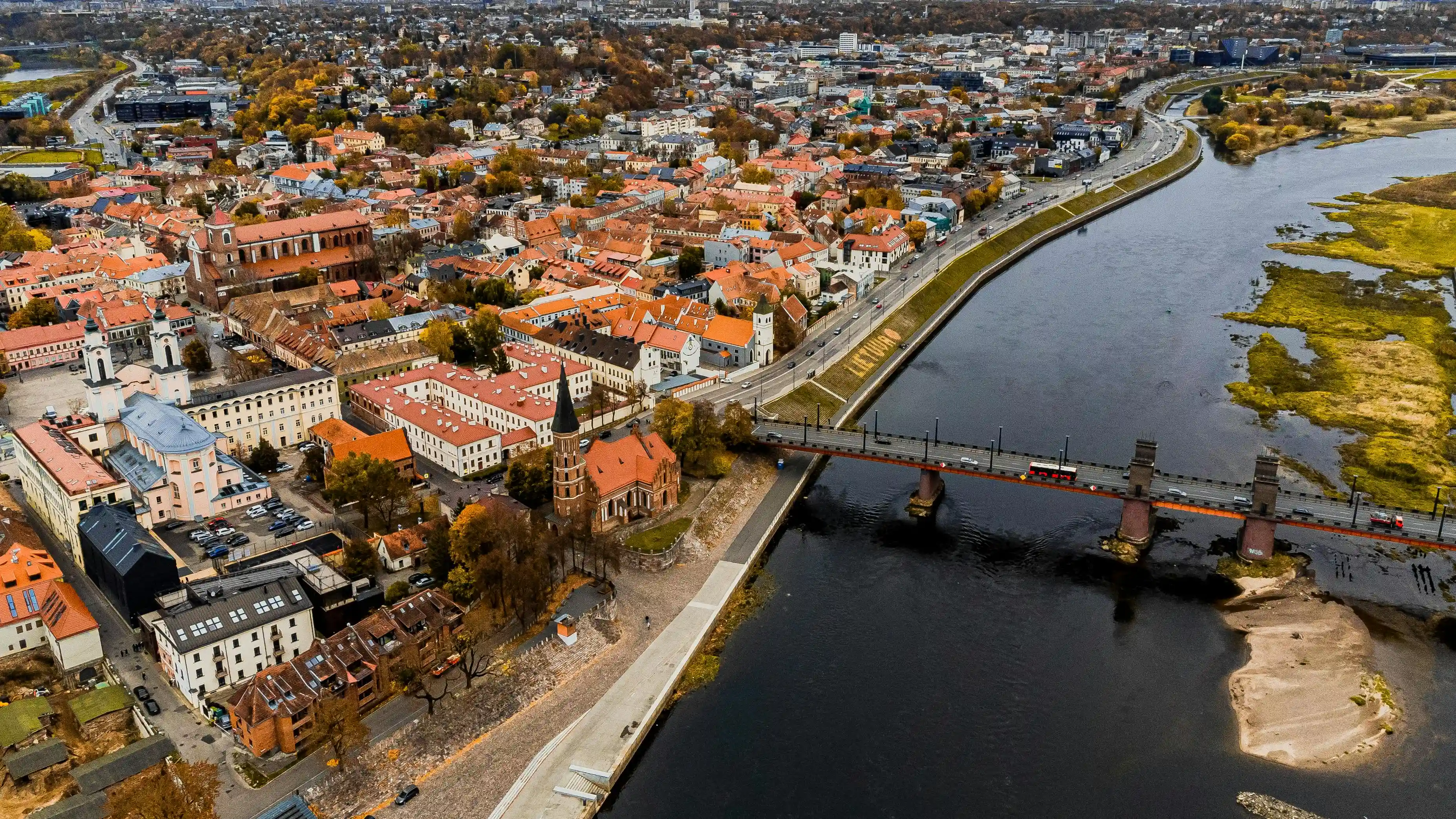 Litvanya'daki Kaunas şehrinin görünümü