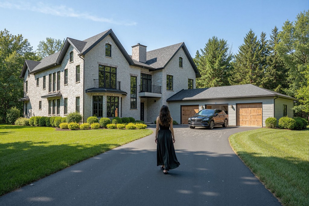 brick veneer-white-new england-detached garage-driveway-chimney-modern-minimalist-cfs-framing-hopkinton-ma-mava