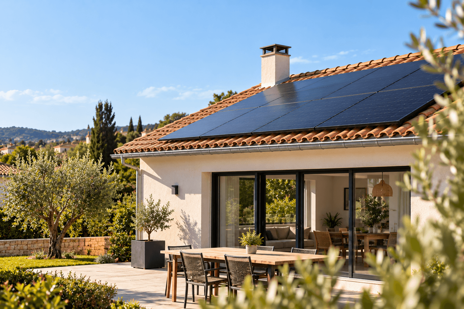 maison avec des panneaux solaires sur son toit malgré la supression de la prime à l'autoconsommation