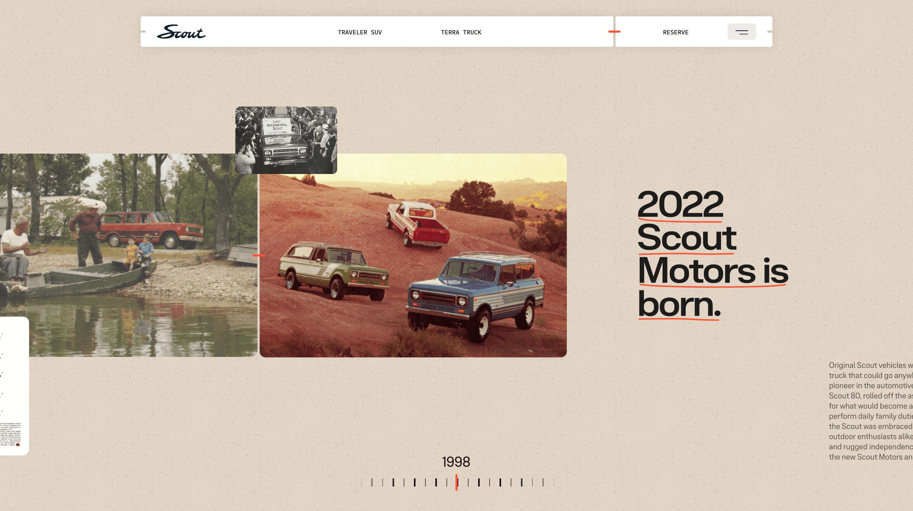 Scout Motors | Screenshot - Desktop : timeline