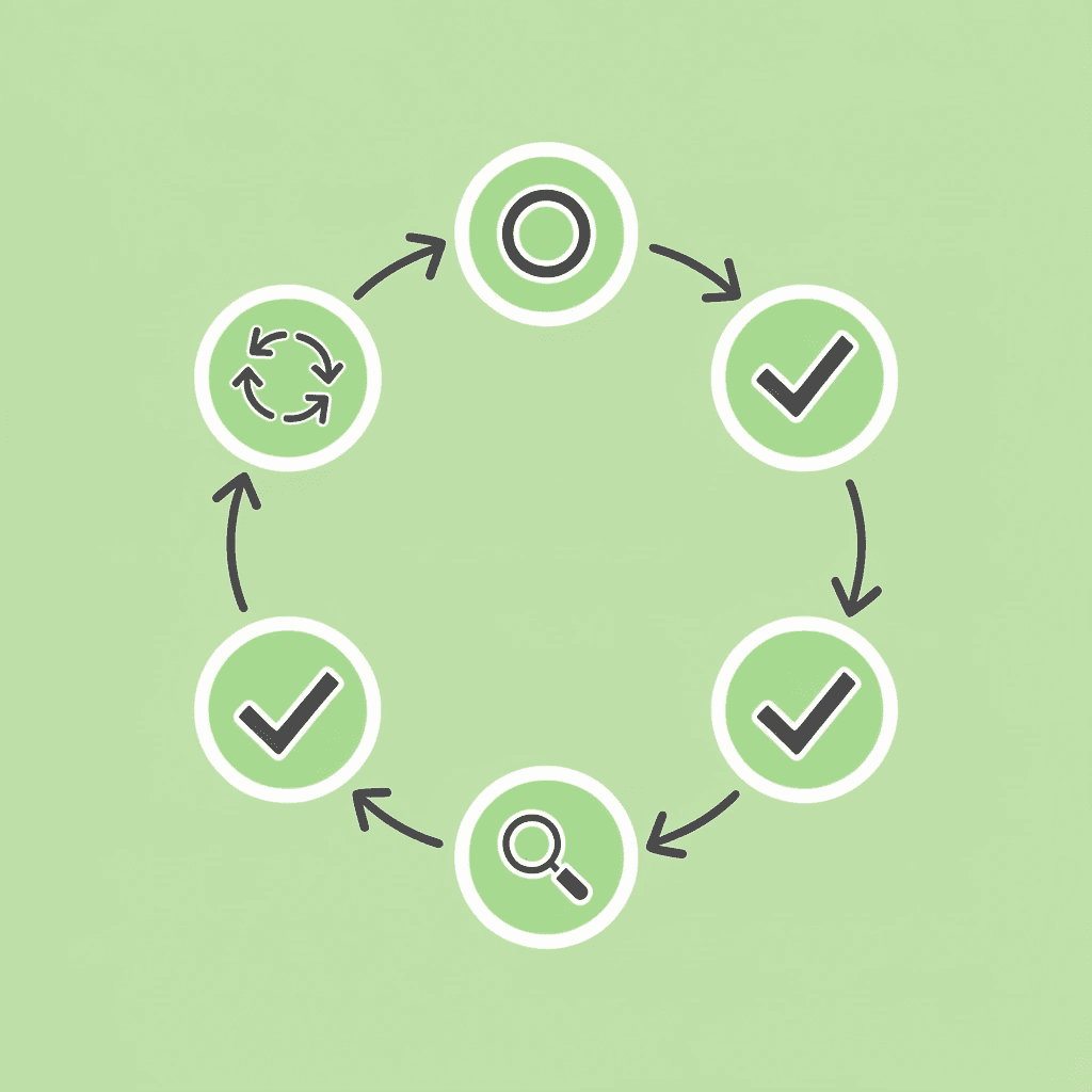 Circular diagram showing the 4-phase 14-day math test preparation cycle: Diagnosis, Skill Repair, Timed Pressure, and Exam Simulation