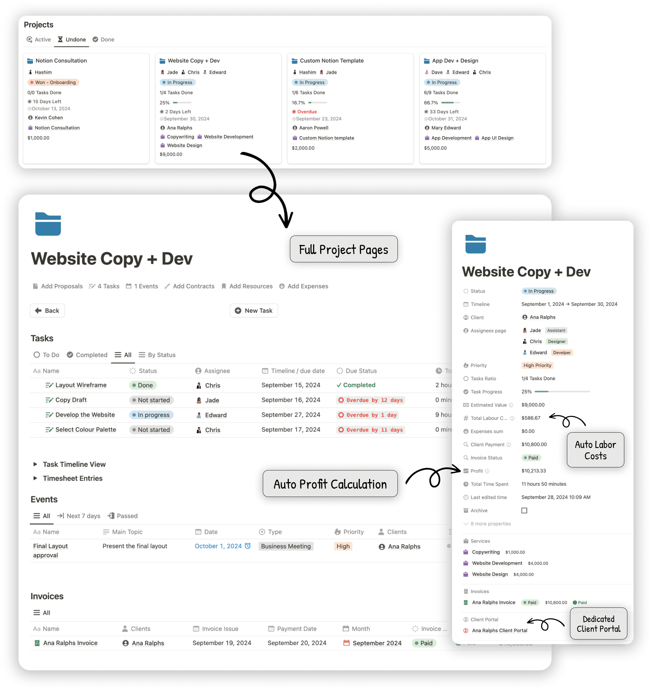 Projects and Tasks management Notion Business OS