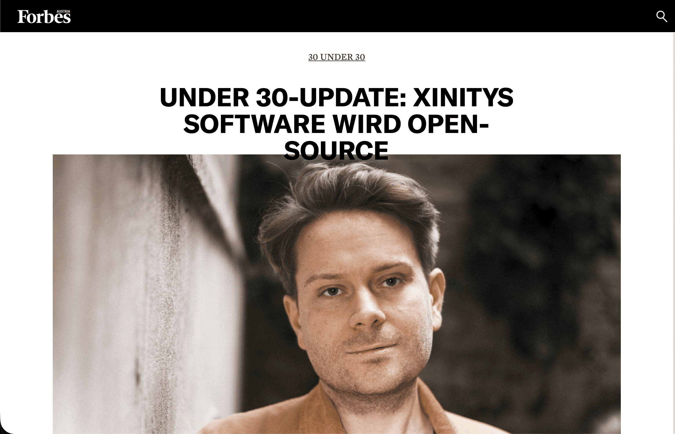 Forbes Austria - Xinitys Software wird Open Source - Xinity sovereign AI press coverage