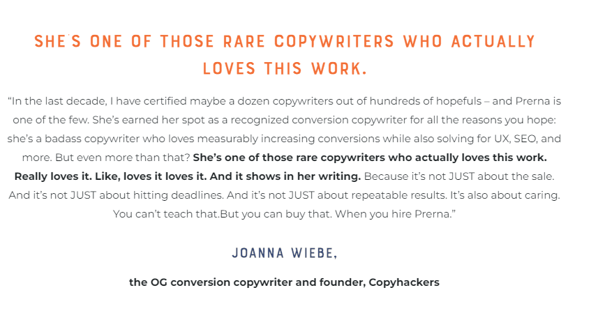 CopyHackers testimonial